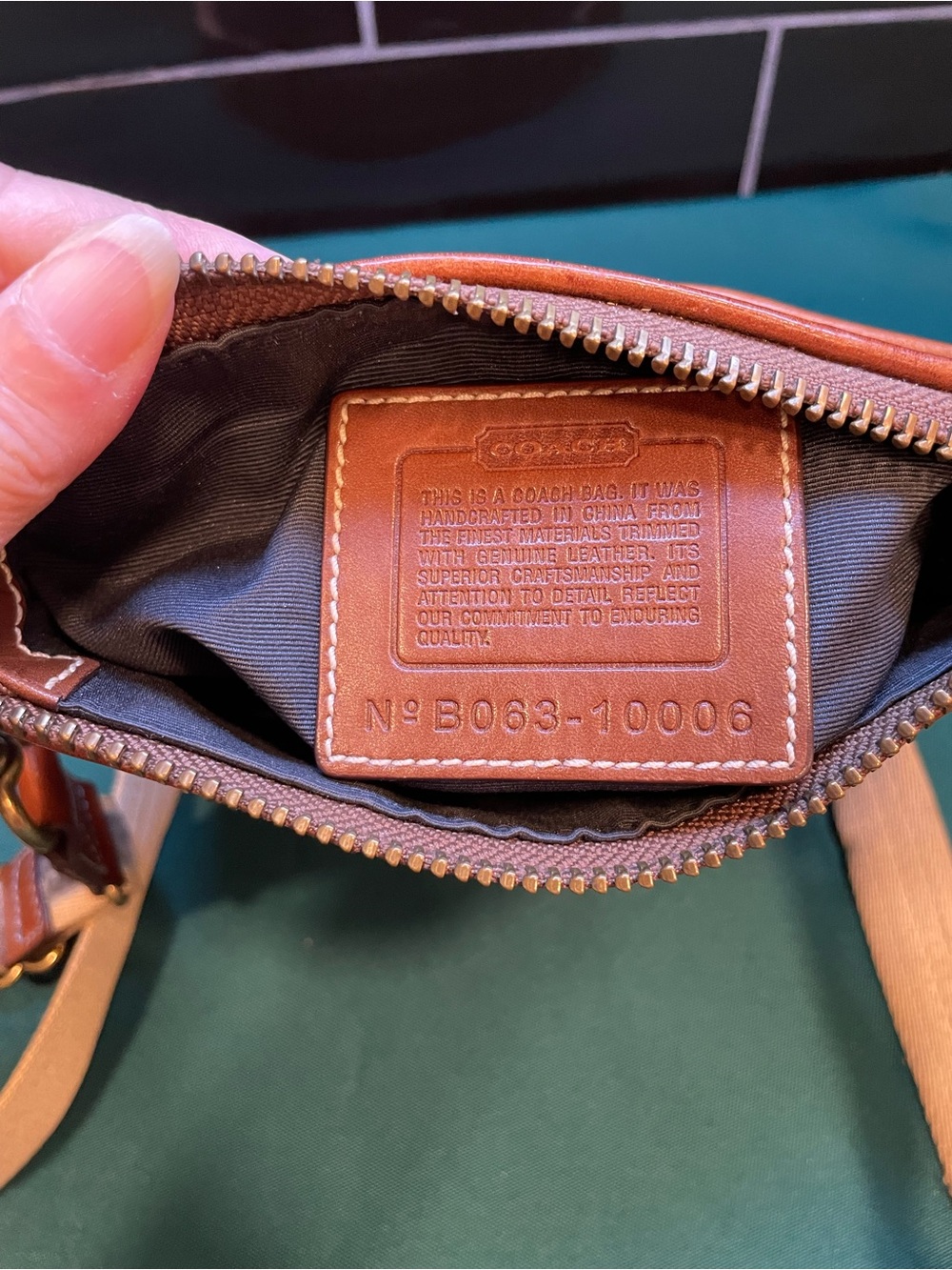 Coach Patchwork Crossbody in Blue, Black, Tan and silver - Picture 6 of 12